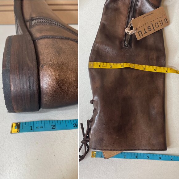 BED STU Manchester Distressed Brown Leather Tall Riding Boots BEDSTU Size 8.5 - Picture 11 of 16